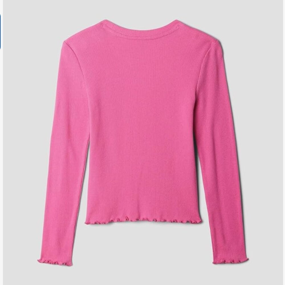 GAP Girls' Long Sleeve Ribbed Tee Size XL in Sizzling Fuscsia NWT